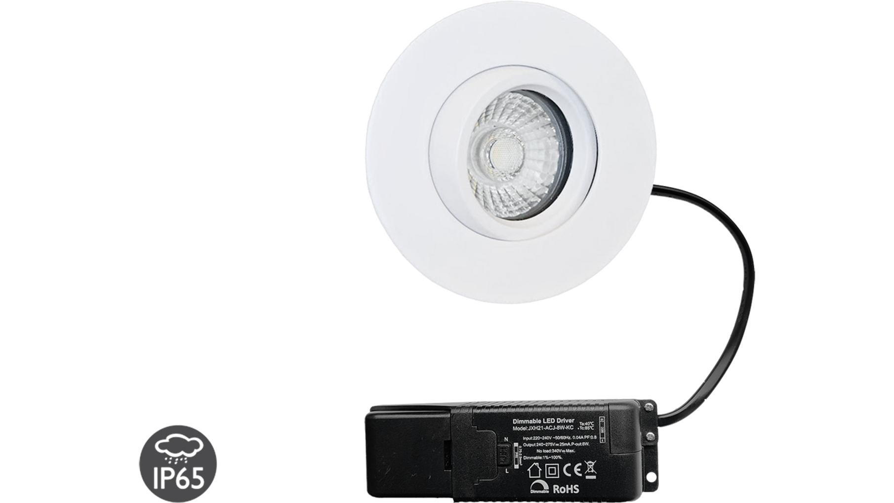 Lazio IP65 wit kantelbare inbouwspot + Triac driver