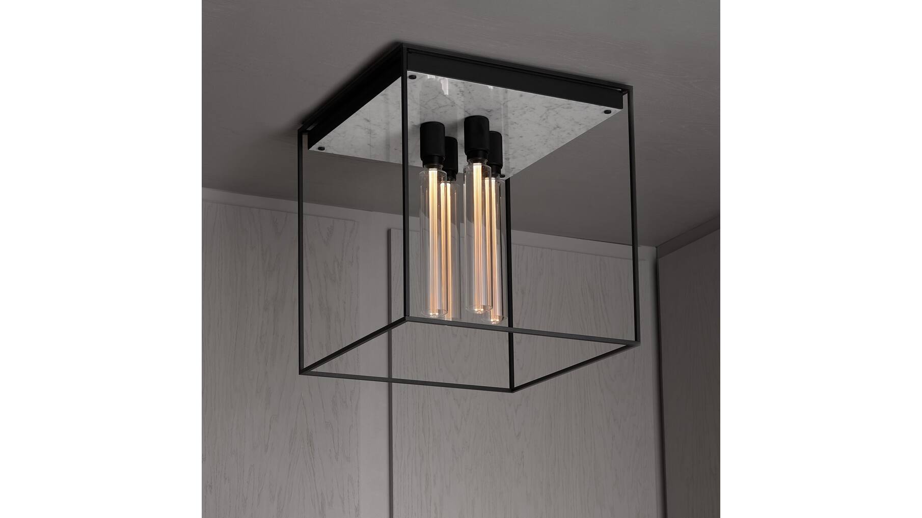 Caged Ceiling 4.0 - Polished White Marble/Buster Bulb Tube