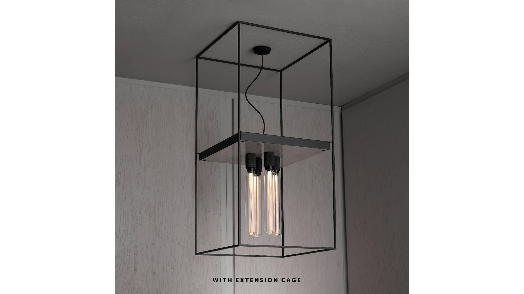 Caged Ceiling 4.0 - Polished White Marble/Buster Bulb Tube