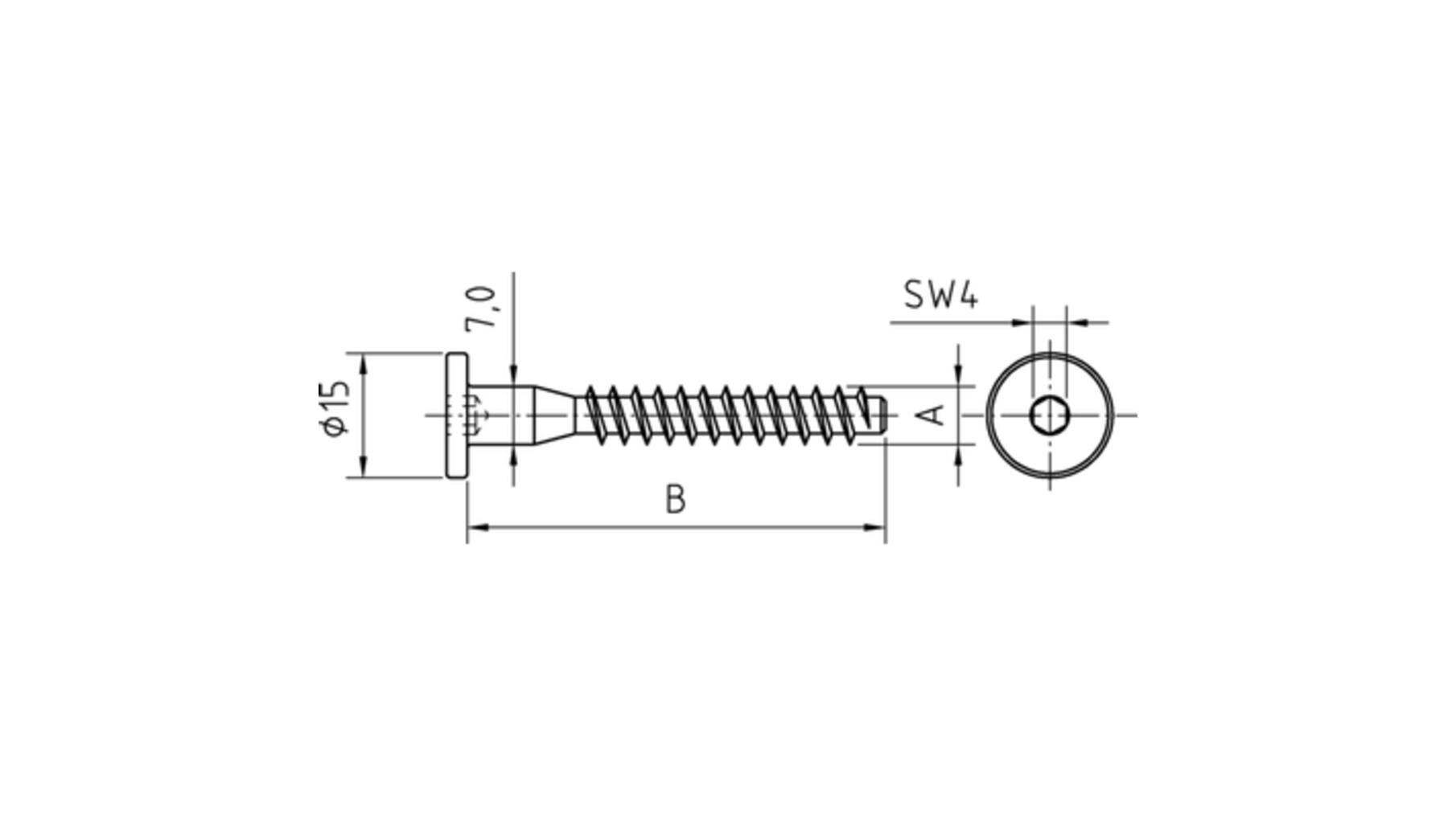 Confirmatschroef 7,0x50mm Cilinderkop SW4 geelverzinkt