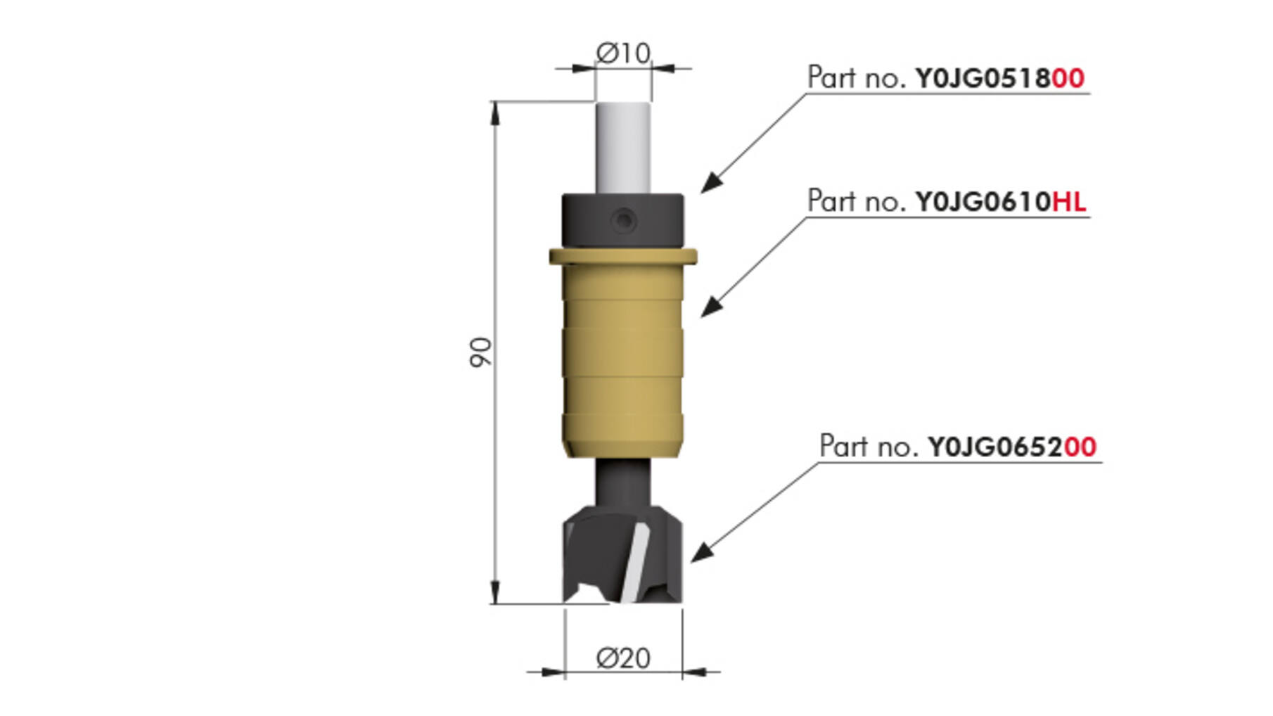Boor voor 20mm excenterhuisje geschikt v/ boormal Y0JG0160RO
