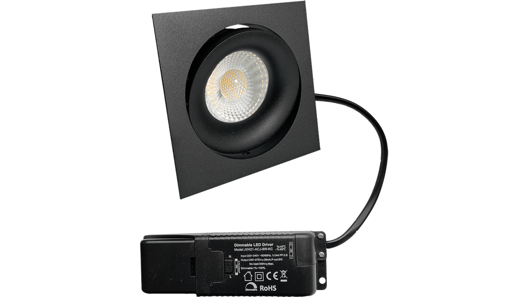 Cádiz kantelbare inbouw vierkant zwart + Triac driver