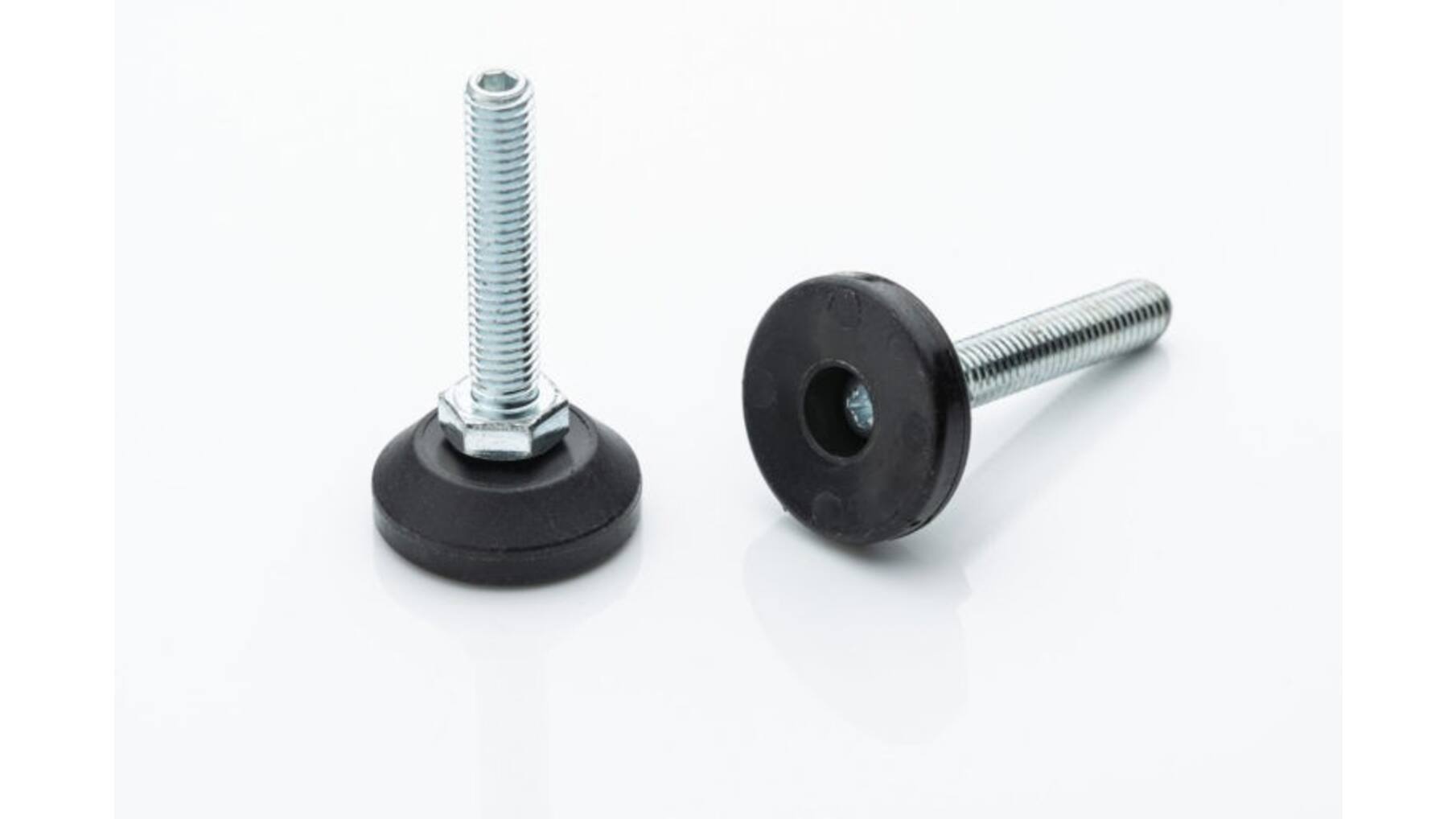 Stelvoet M10x100mm met binnenzeskant, m beweegbare kst.voet