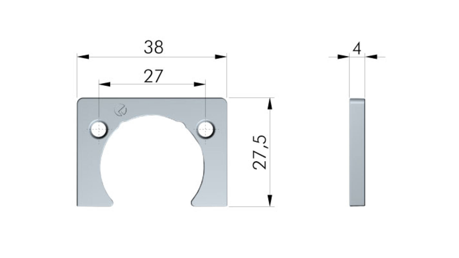 Kimana afstandsplaatje zwart 4mm, VE= 500