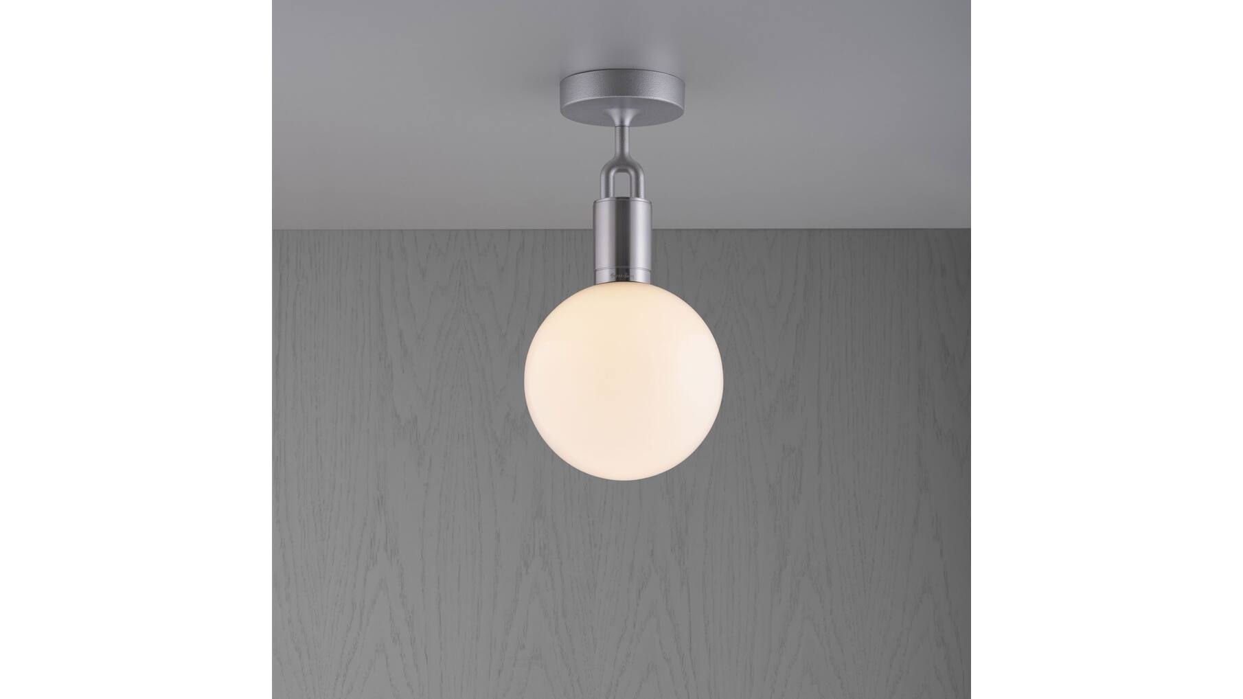 Forked Ceiling/Steel/Medium Opal Globe