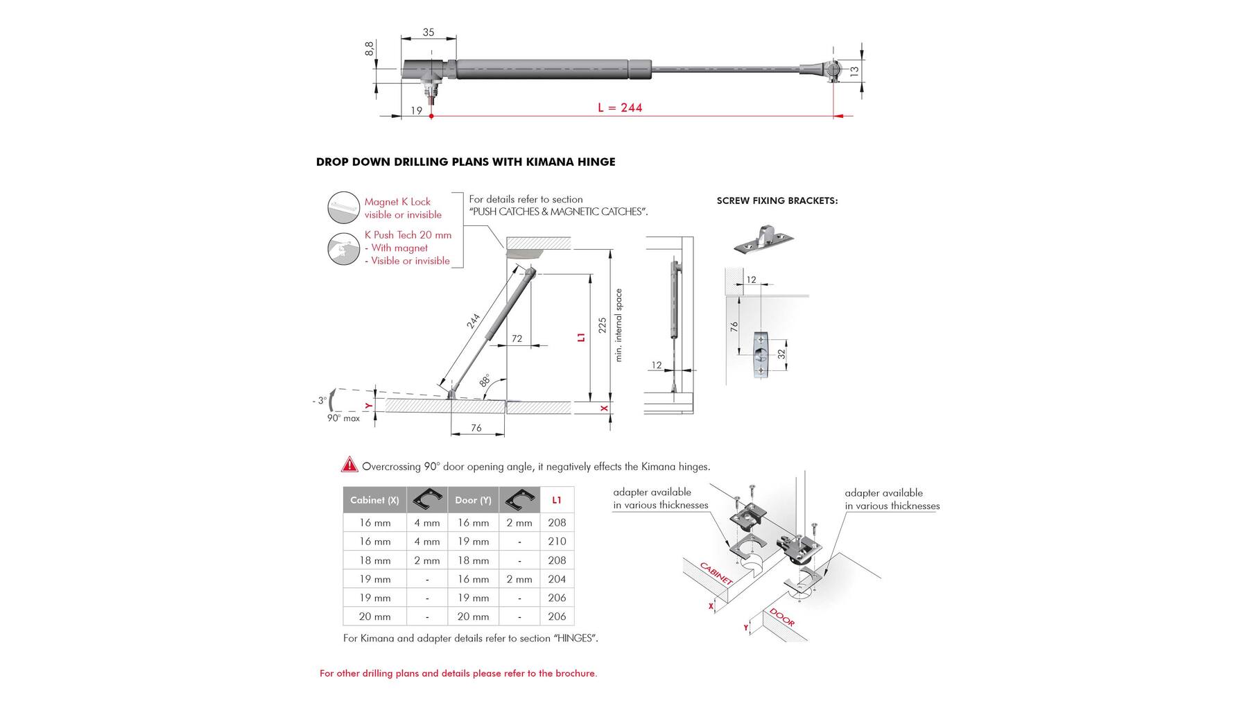 Klepschaar K12 VERSTELBAAR 244mm  - vallende klep