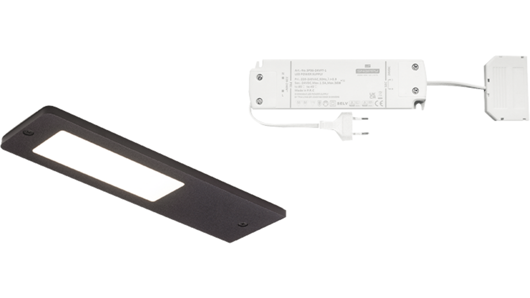 4x Vega mat zwart 24V  + RL-dimbare driver 30W