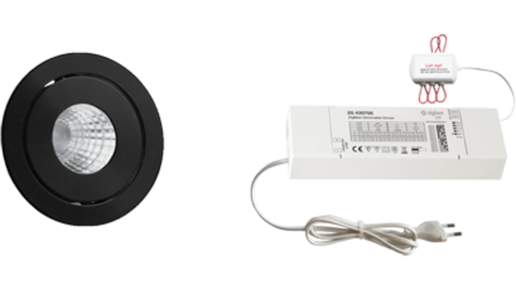 5x Ancona rond zwart + 5x verlengsnoer + ZigBee Driver 30W