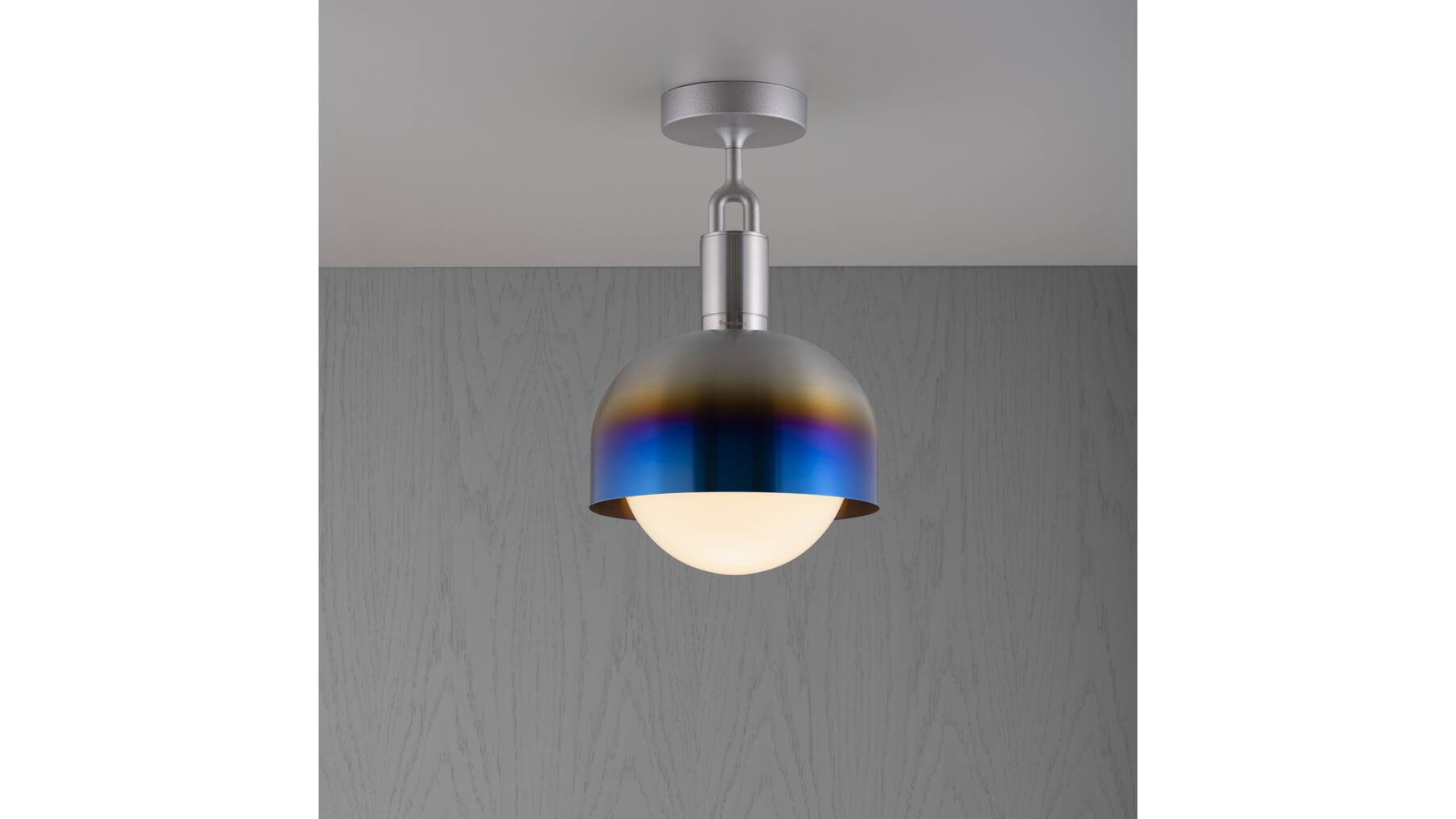 Forked Ceiling/Steel/Medium Burnt Steel Shade/Medium O