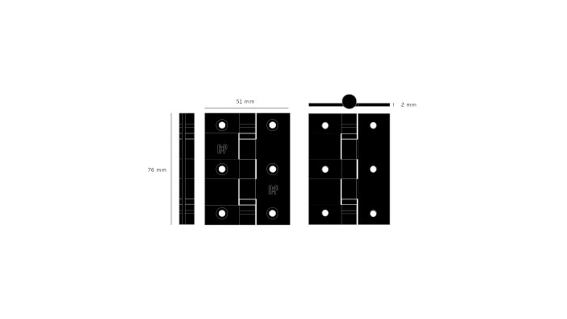 Hinge/76 X 51 X 2 Mm (3 X 2 Inch)/Set Of 2/Welders Bla