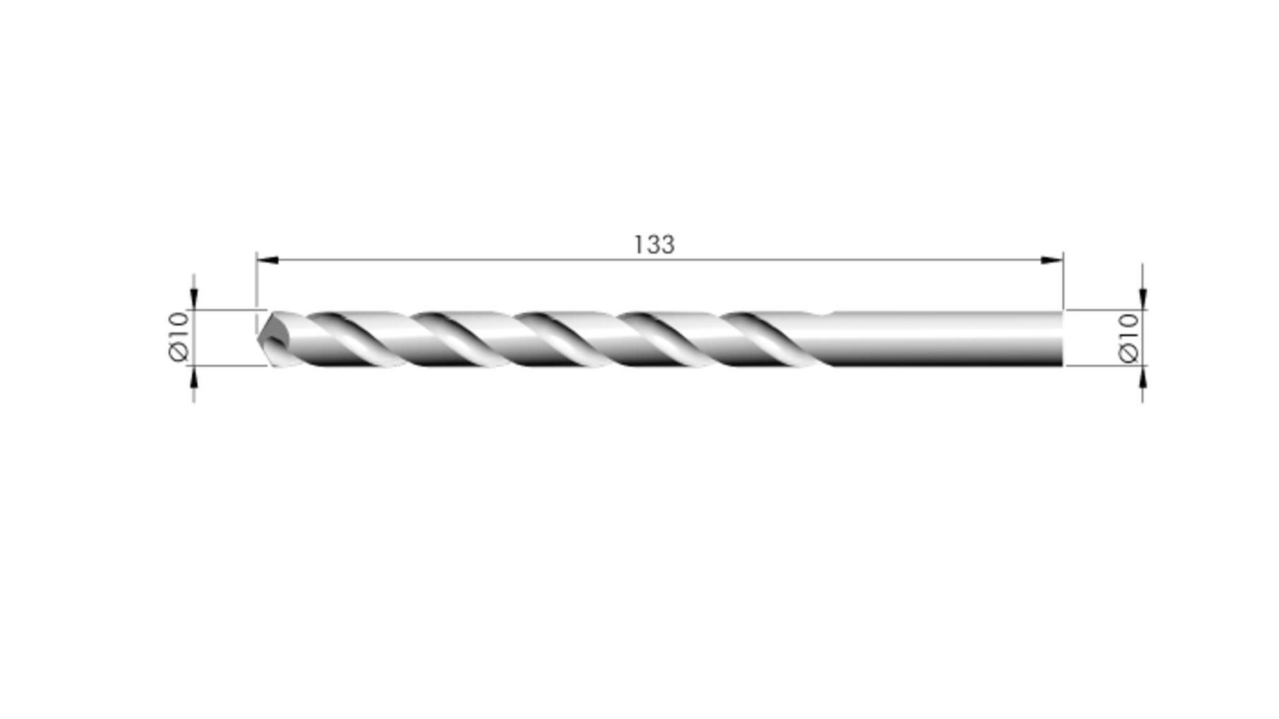 Boor 10x133mm voor boormal