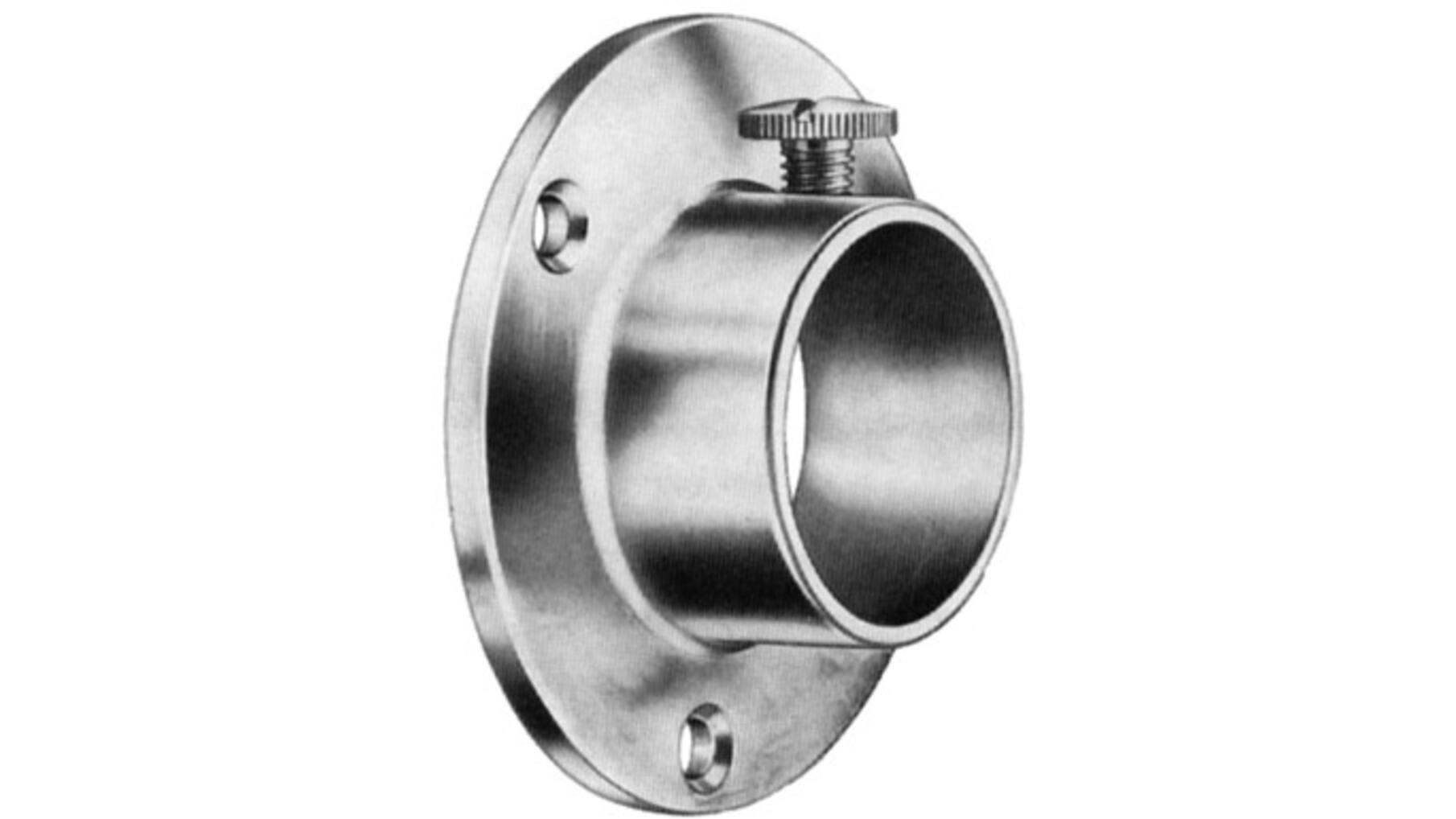 Roedehouder chroom voor roede 25mm, inclusief klemschroef