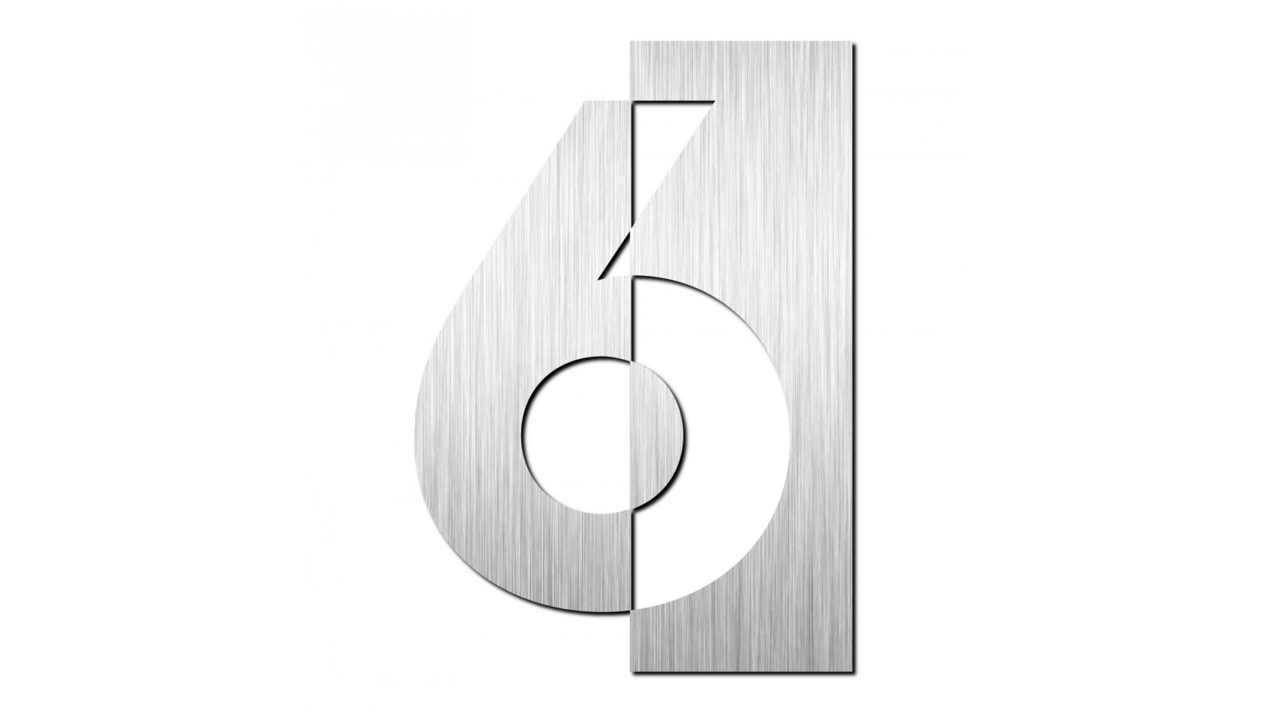 Huisnummer "6" hoogte 125mm, RVS geborsteld