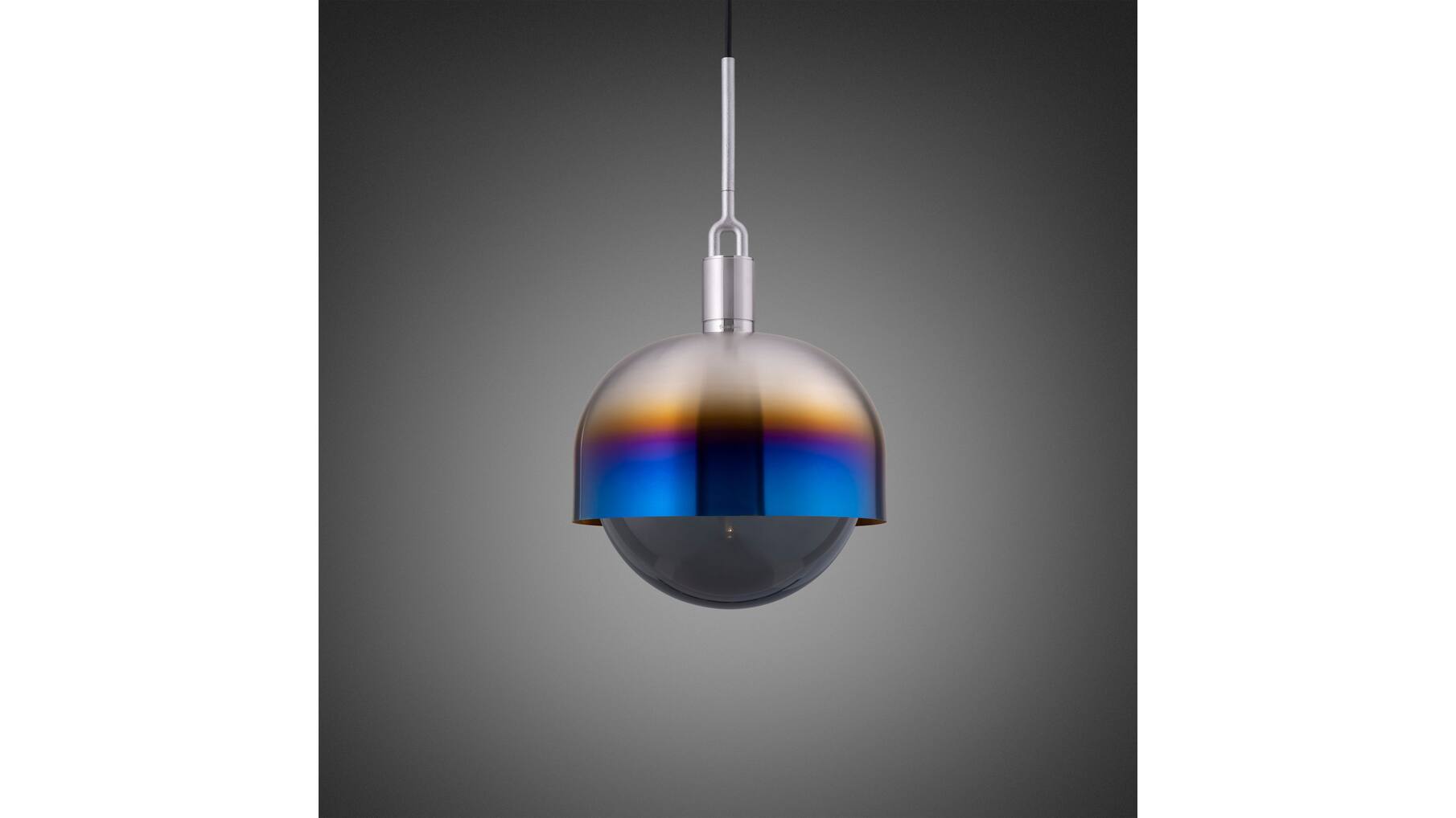 Forked Pendant/Steel/Large Burnt Steel Shade/Large Smo