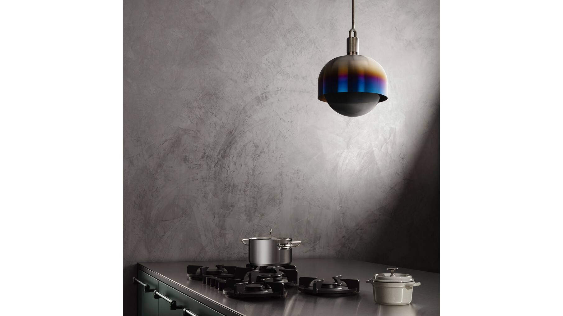 Forked Pendant/Steel/Large Burnt Steel Shade/Large Smo