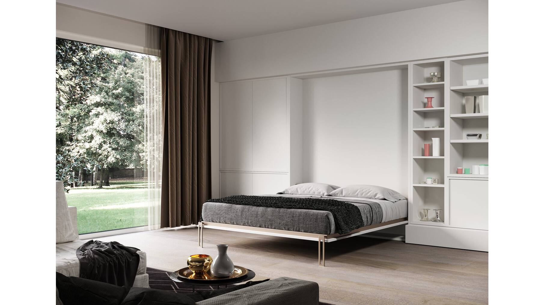 Opklapbed verticaal 93x202cm smalle naad, matras 90x200cm