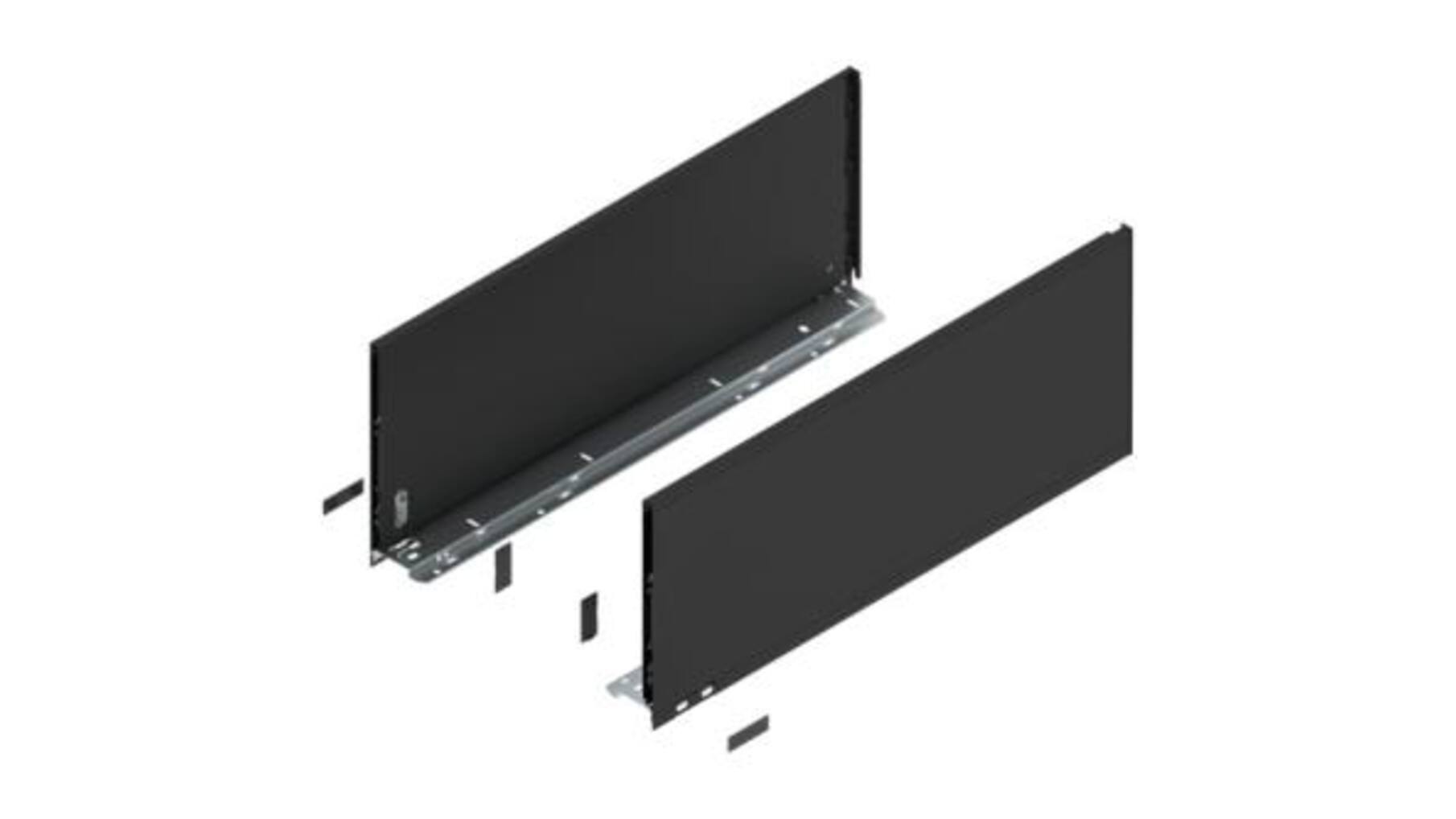 Legrabox ladezijde F 600mm, carbon zwart, hoogte 241mm