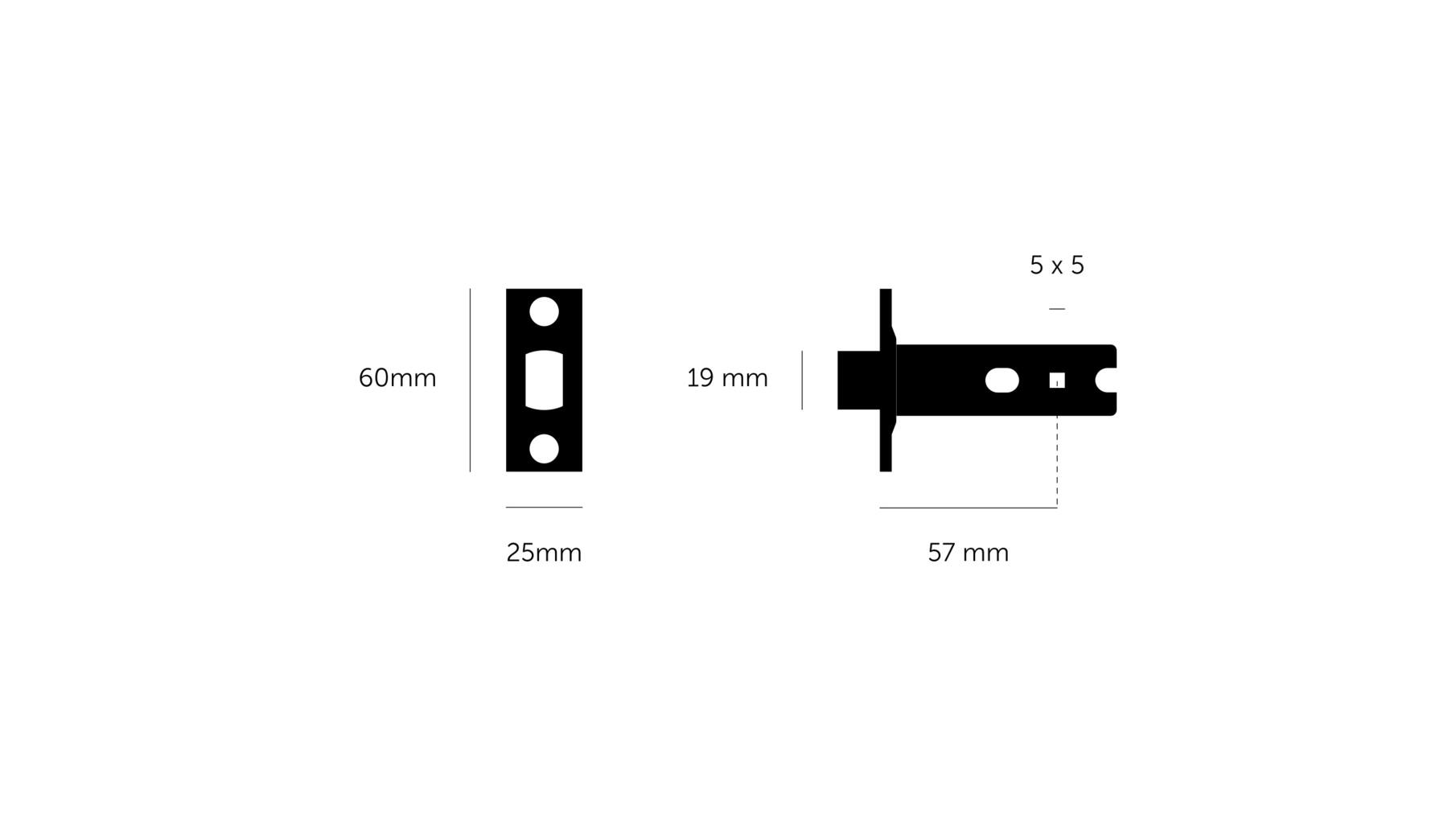 Deadbolt Latch/For Thumbturn Lock/57Mm Backset/Black