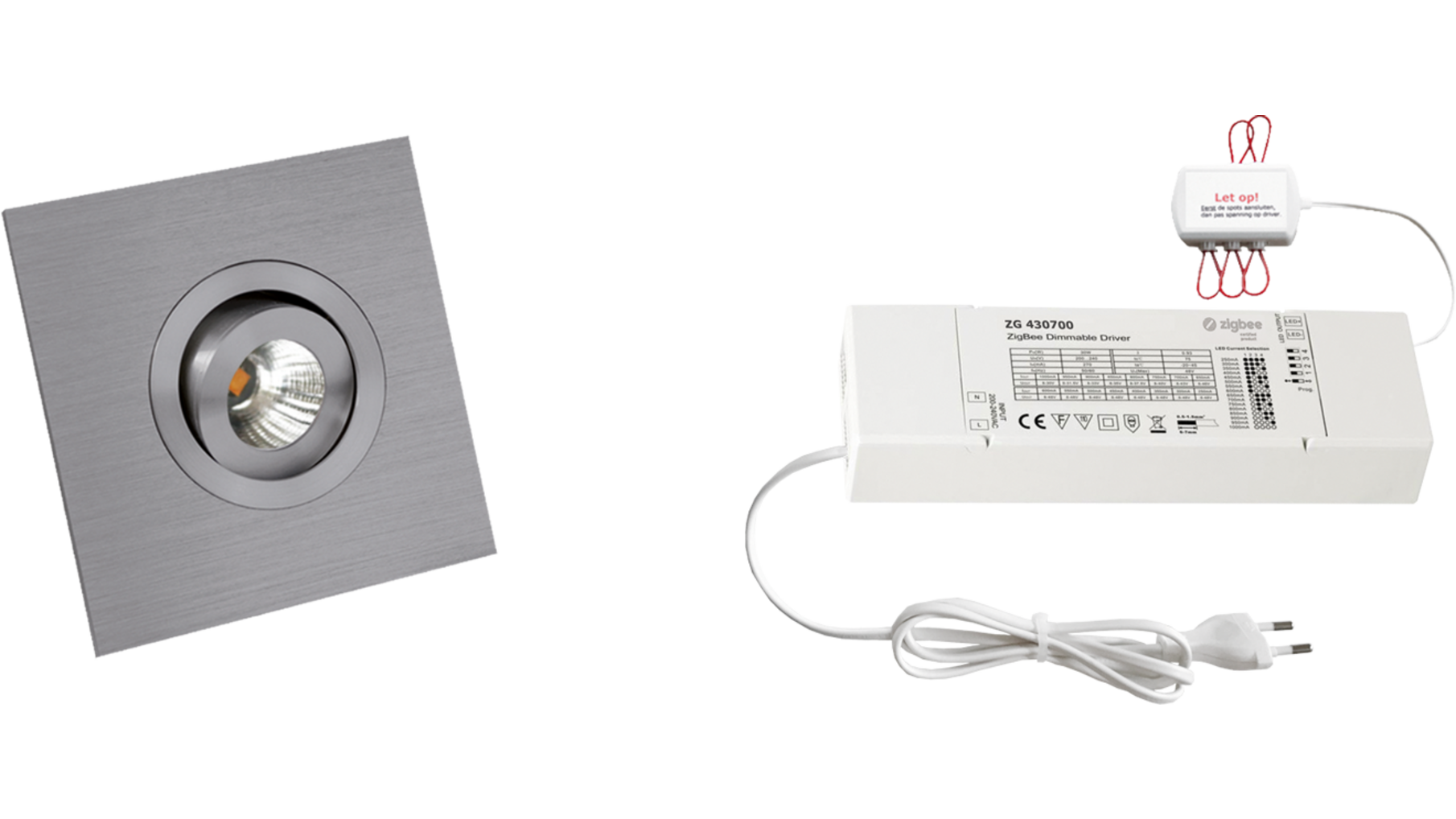 4x Monza vierkant Alu DTW 3000K-2200K+4x verl+ZigBee