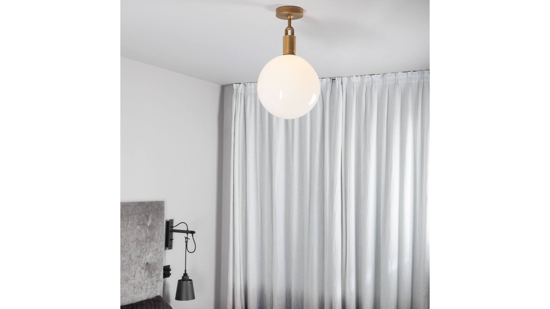 Forked Ceiling/Steel/Large Opal Globe