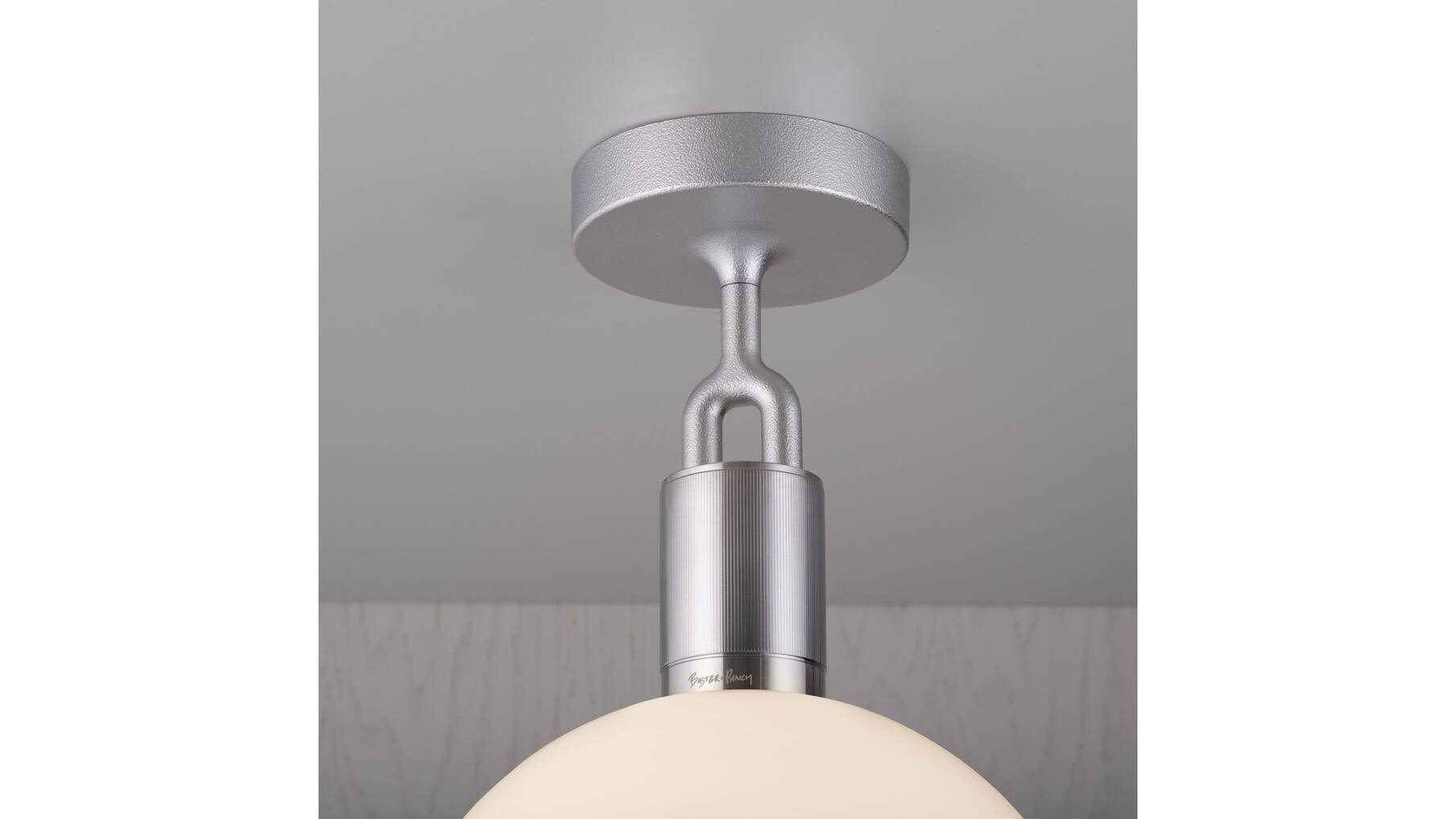 Forked Ceiling/Steel/Large Opal Globe