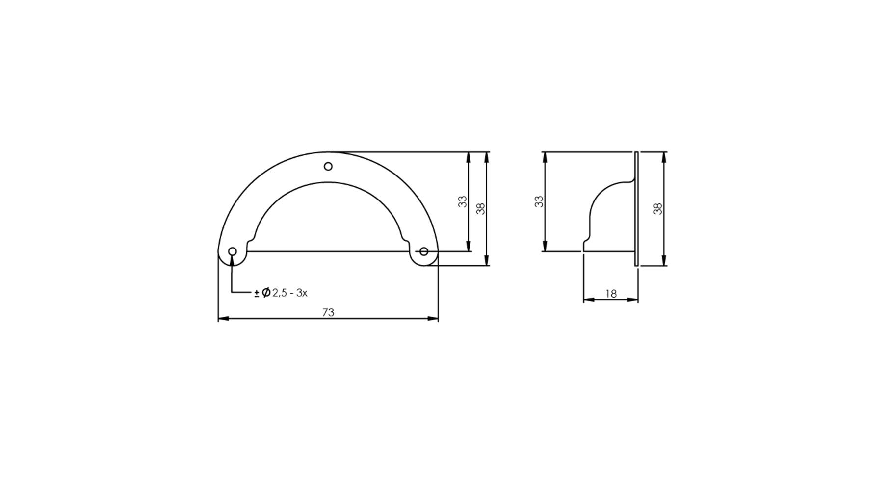 Schelpgreep 73 mm mat zwart