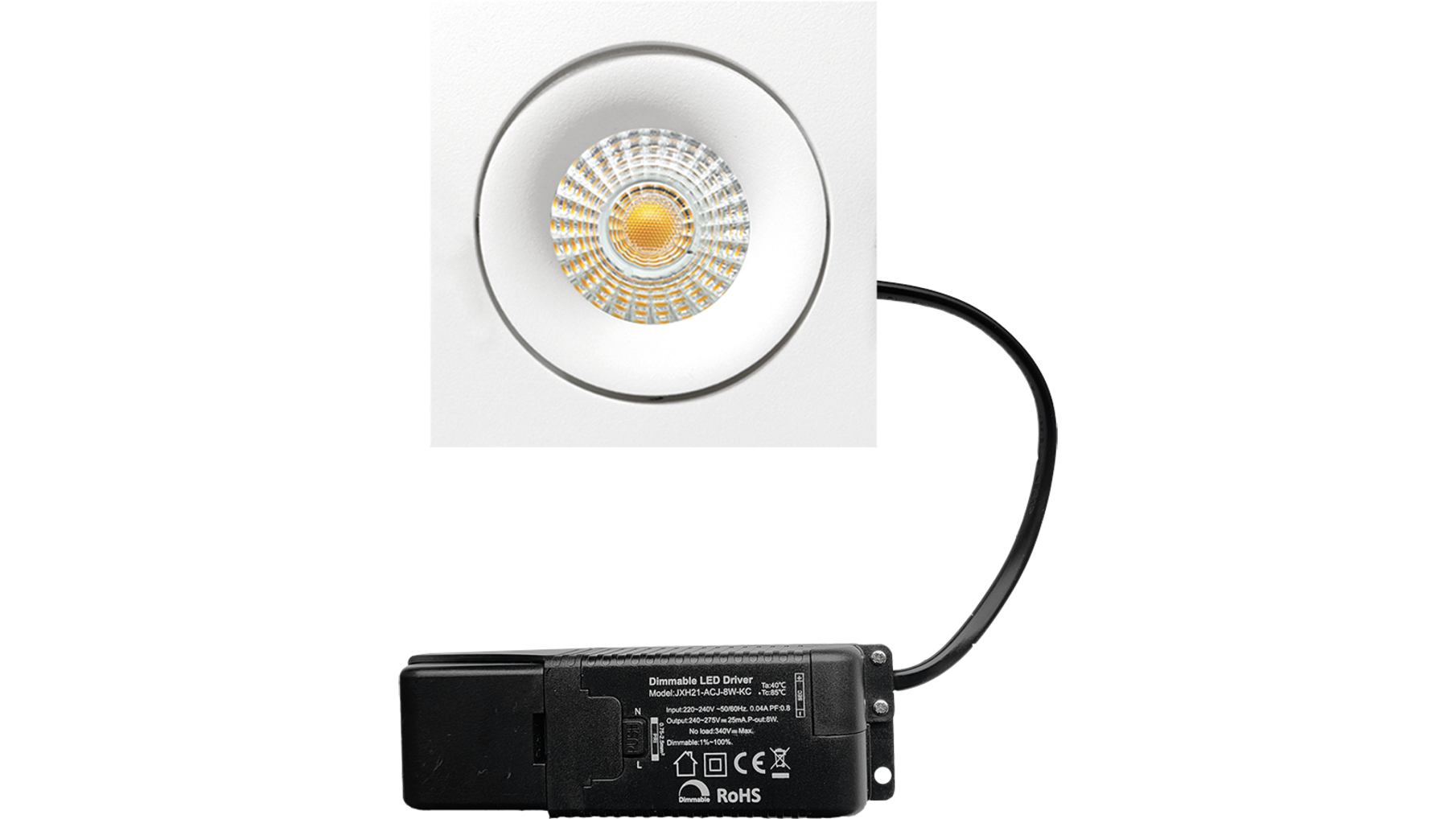 Cádiz kantelbare inbouw vierkant wit + Triac driver