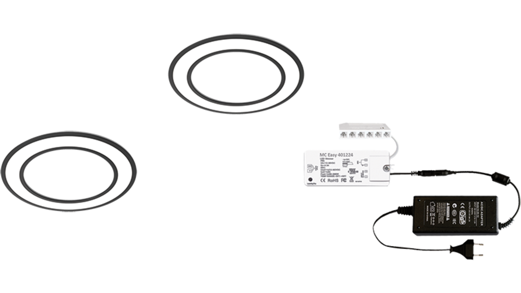 1 x Holl BH mat zwart 24V + MC-Easy + Driver 24W