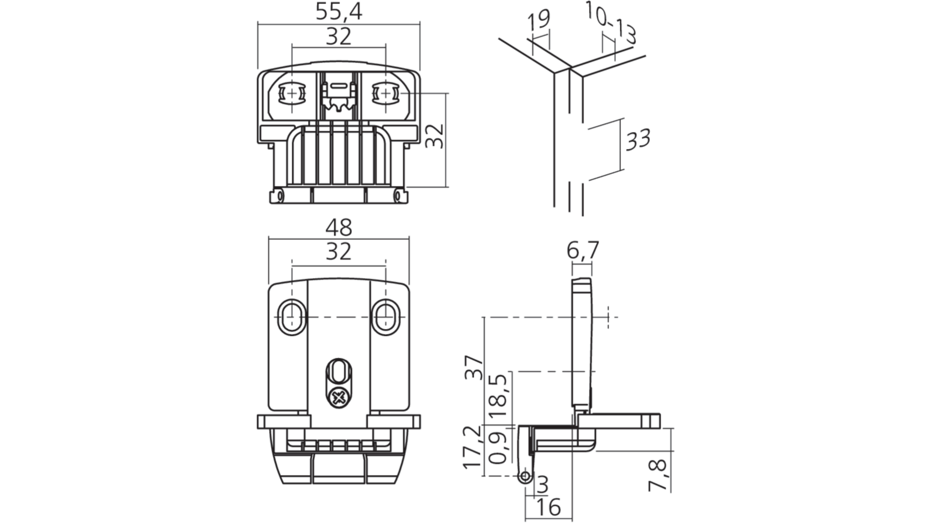 Scharnier voor volkern deur opleg 13mm, deurdikte 10-13mm