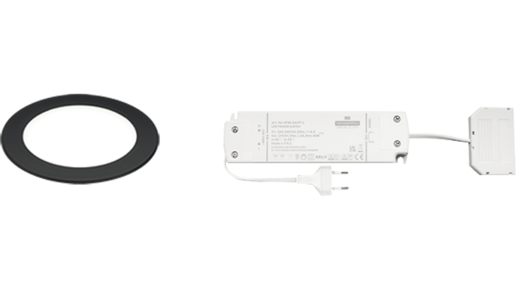 2x Smally mat zwart 24V + Dimbare Driver 36W