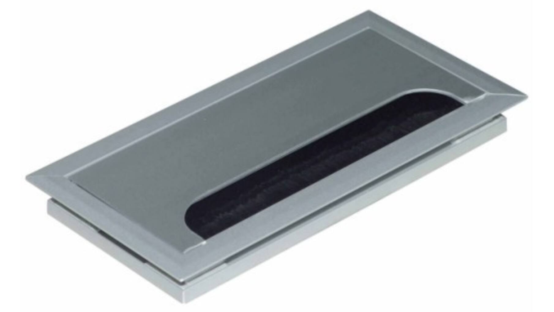 Kabeldoorvoer met halve maan borstel 80x80mm aluminium