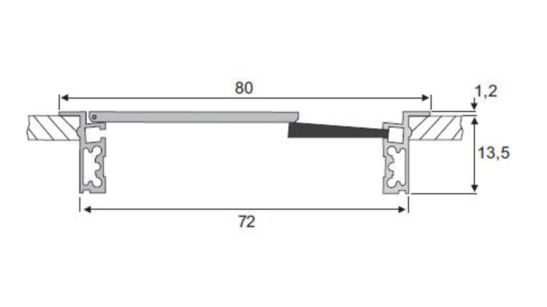 Kabeldoorvoer met halve maan borstel 80x80mm aluminium