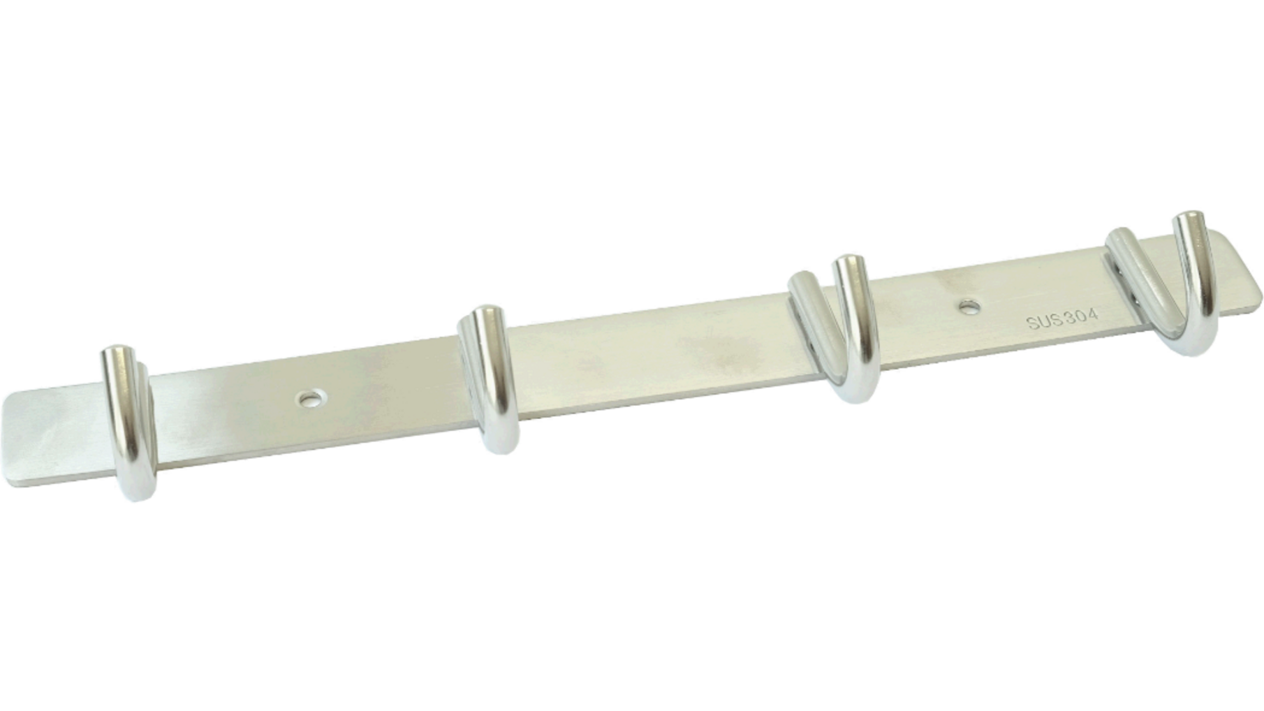 Kapstok met plaat 300x53mm, 4 haaks, rechte hoeken