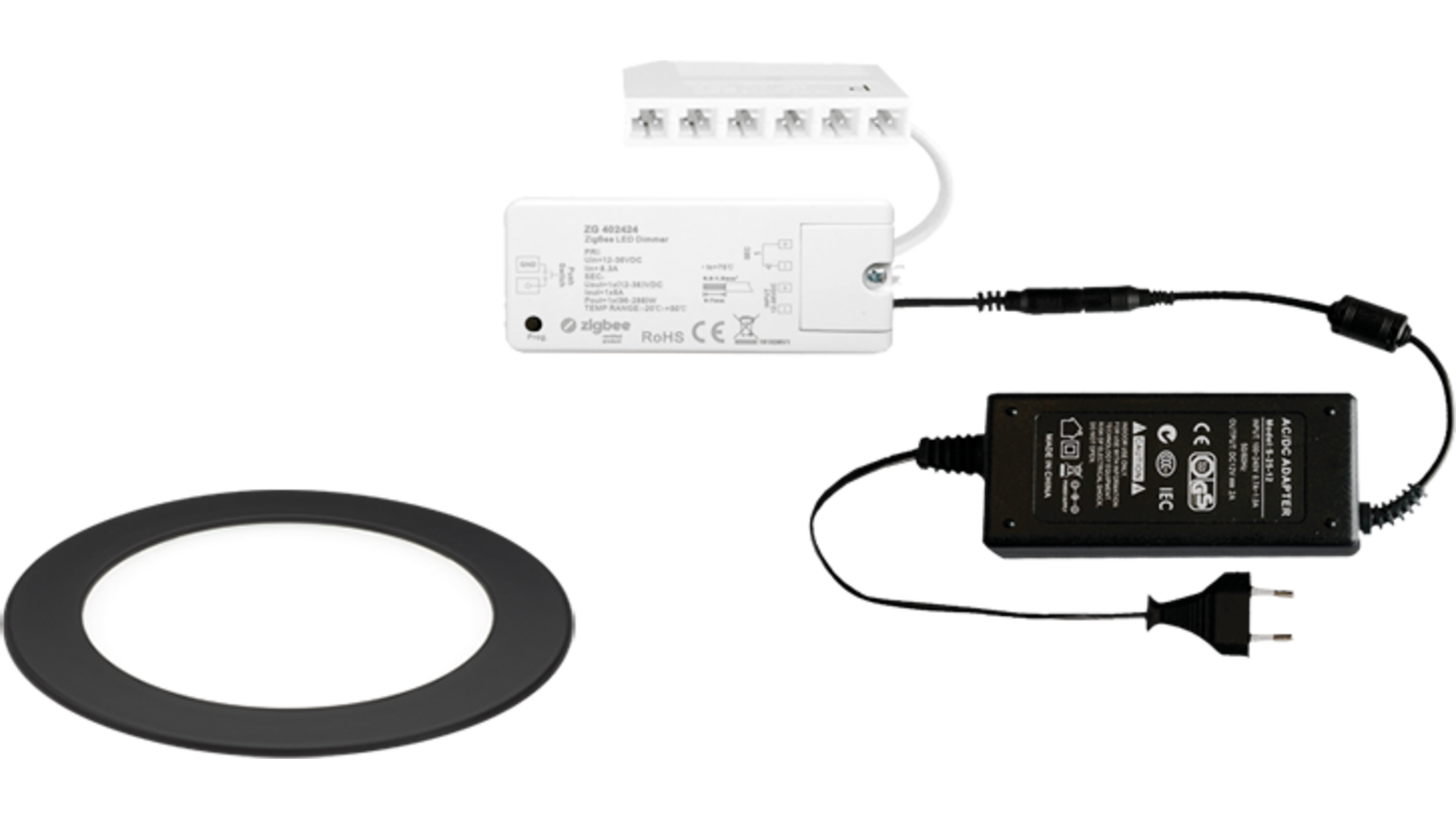 3x Smally 24V mat zwart + ZigBee ontvanger + Driver 24W
