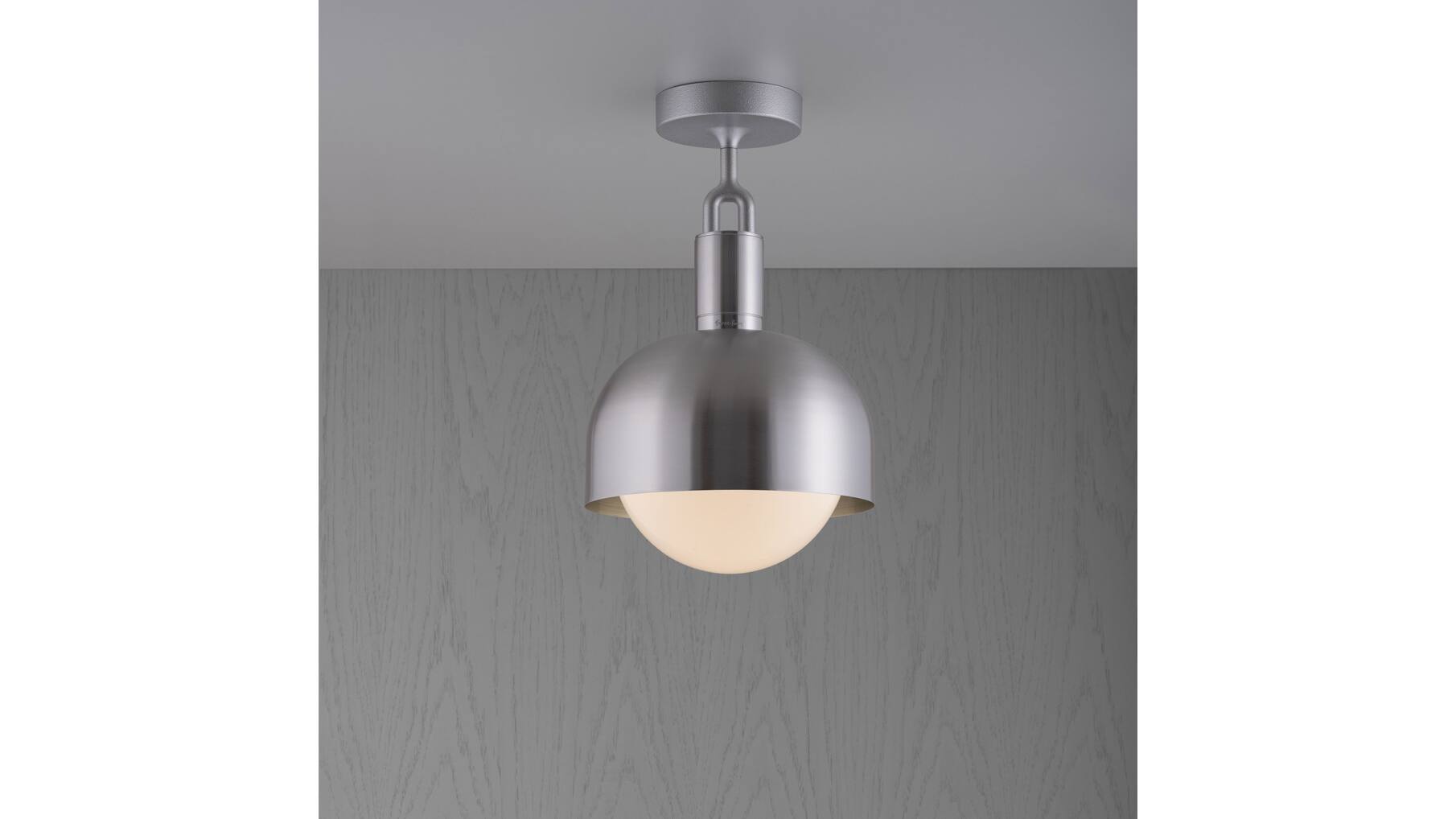 Forked Ceiling/Steel/Medium Steel Shade/Medium Opal Gl