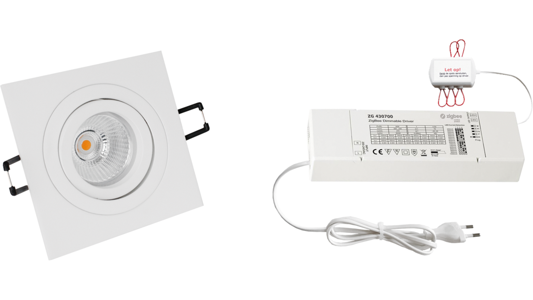 2xSmooth Vierk. wit+2xpowerled+2xverl.+ZigBee