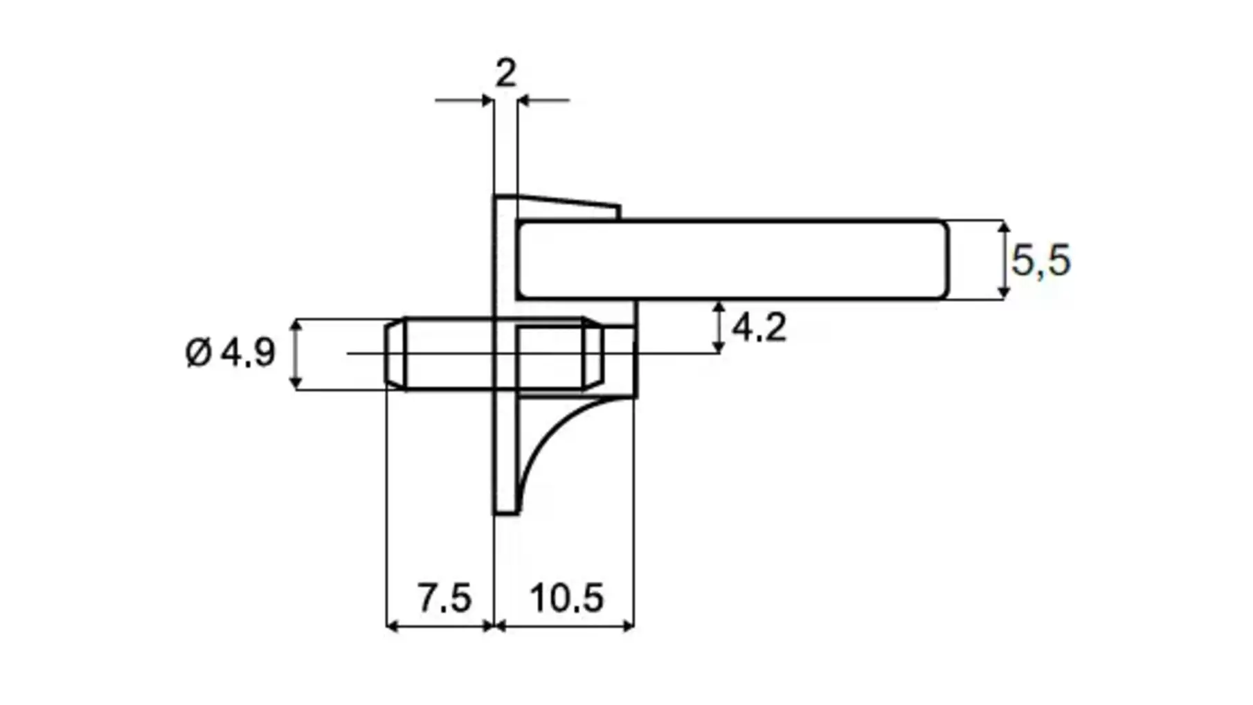 Glasplankdrager met vergrendeling stift 5mm, glasklaar