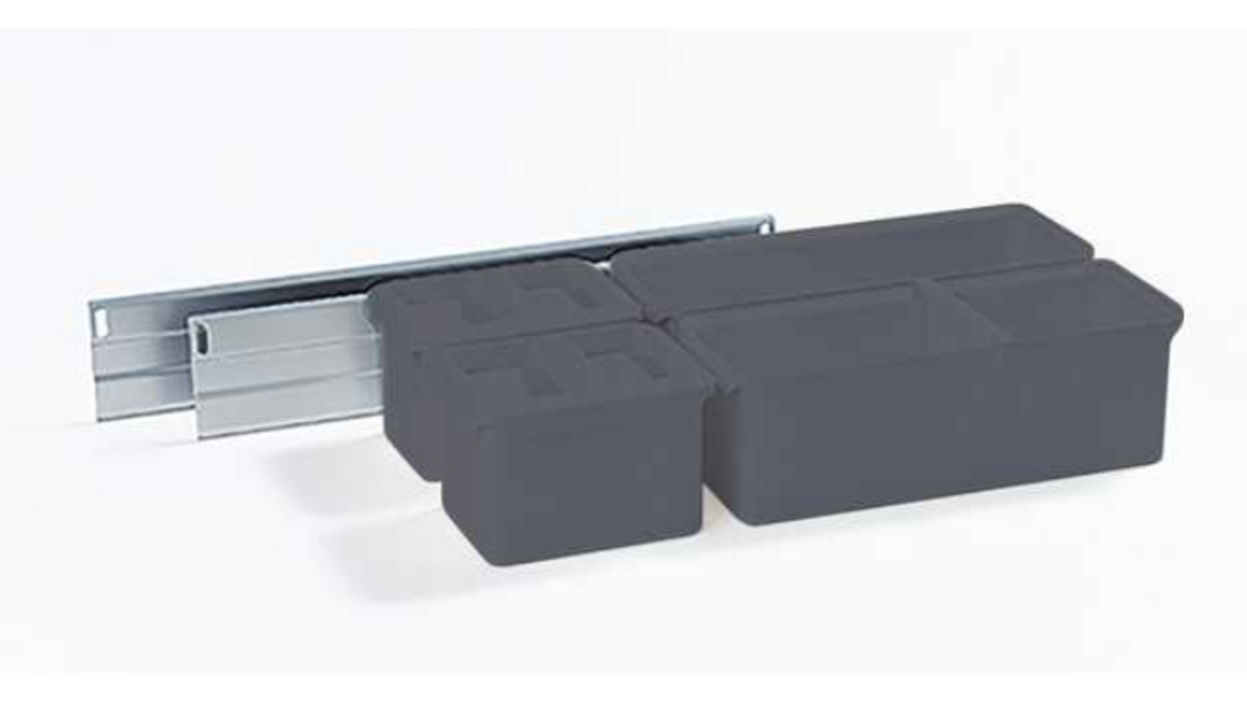Youboxx set 3 zilver/wit  voor Dispensa met 2 ophangrails