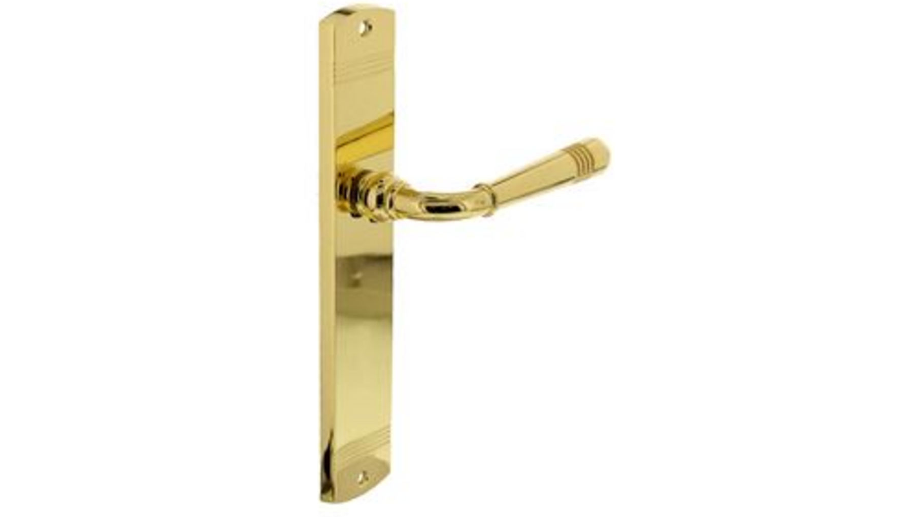 Deurkruk Helena op schild 235x45x8 mm blind messing gelakt