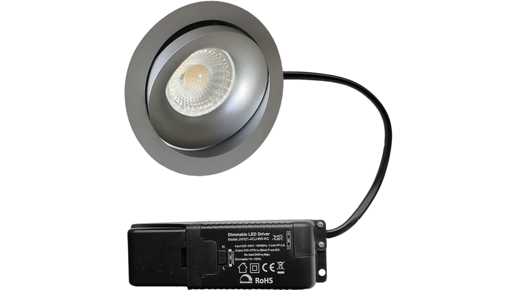 Cádiz kantelbare inbouw rond grijs + Triac driver