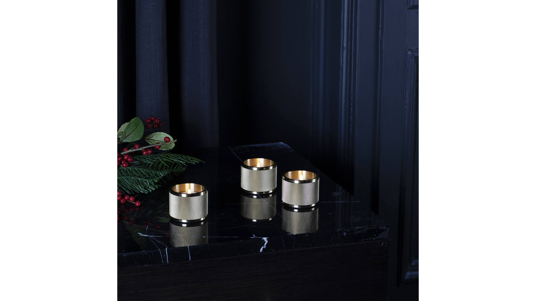 Tealight Candle Holder/Triple/Brass
