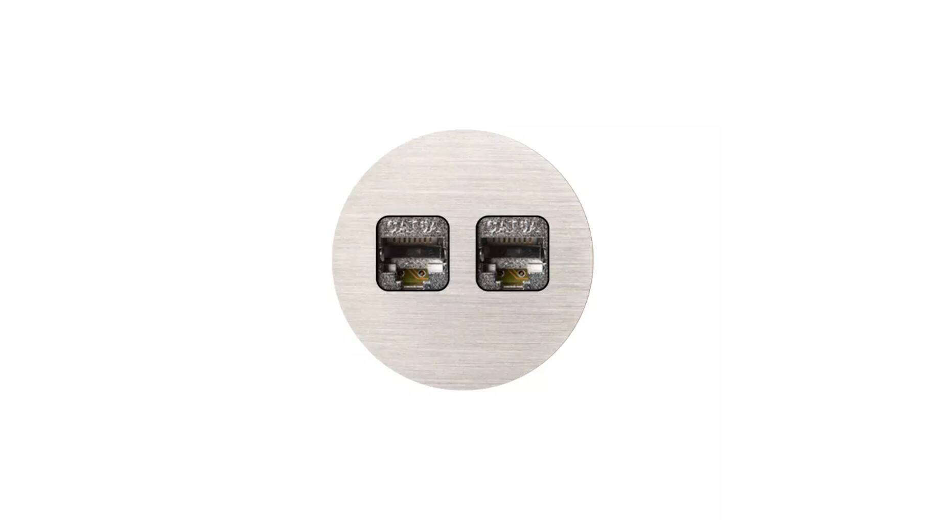 Rond 2.0 Data port  2 Keystones- t.less - brushed nickel