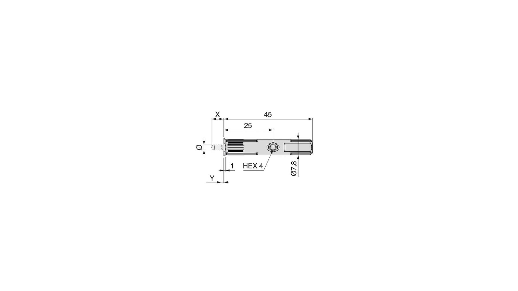 Plankdrager Lara-Sofia stift 5mm, boring 8x45mm