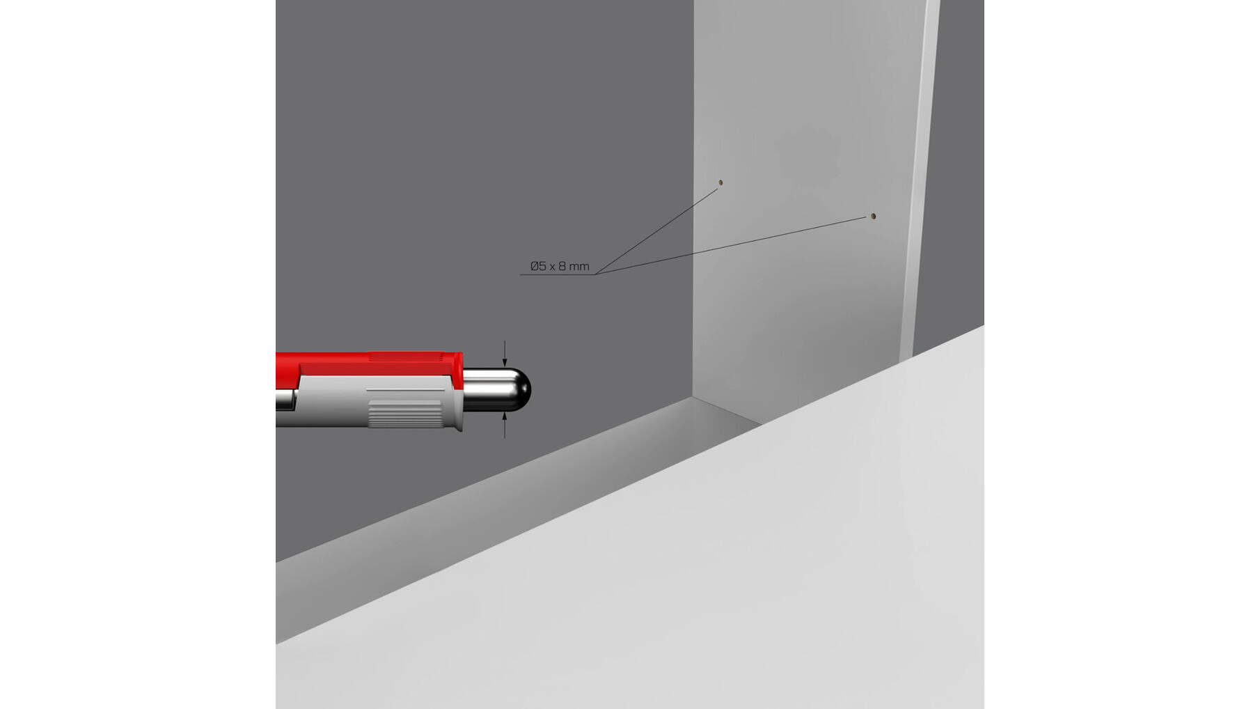 Plankdrager Lara-Sofia stift 5mm, boring 8x45mm