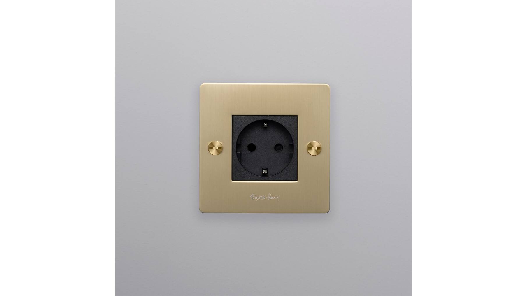 EU 1G Socket/Schuko Type F/w/ B+P Logo/Brass