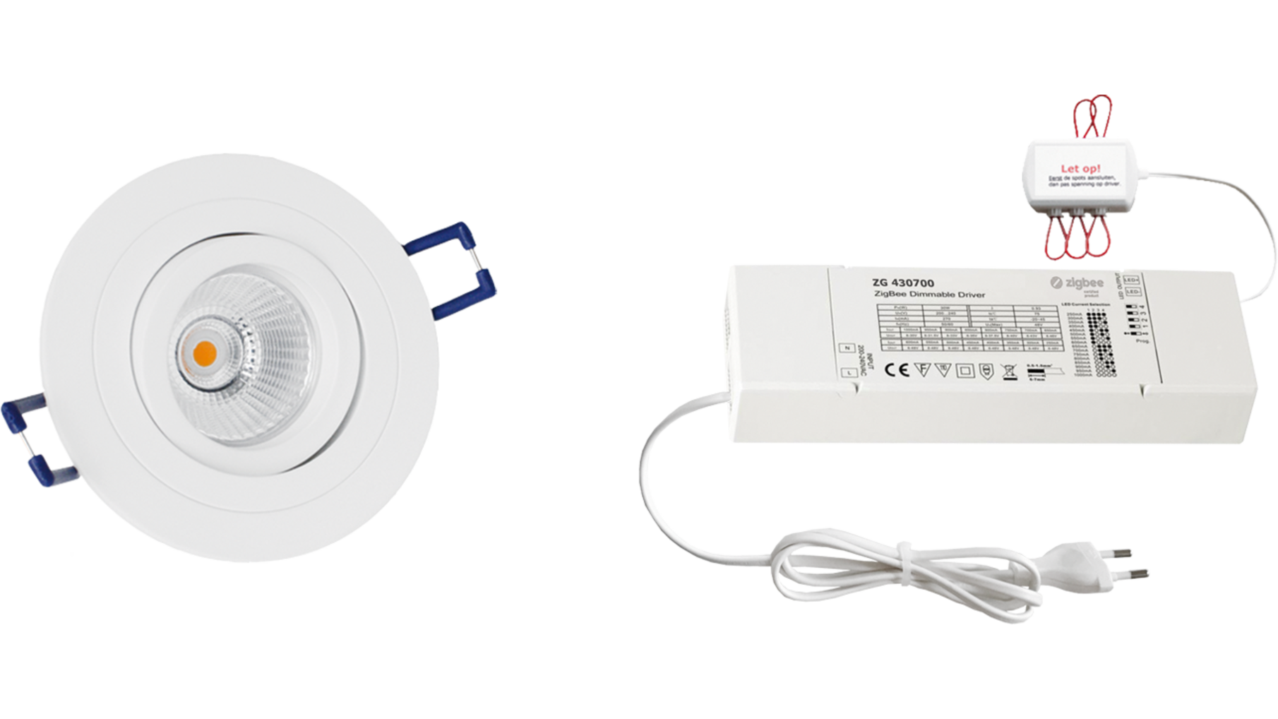 4xSmooth rond wit+4xpowerled+4xverl.+ZigBee