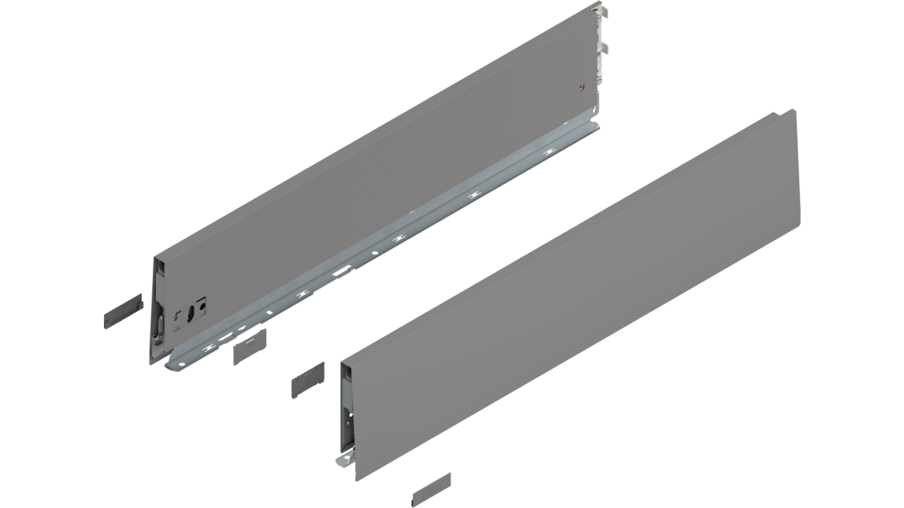 Merivobox zijkant K-hoogte, R+L, 600mm kleur: indium grijs