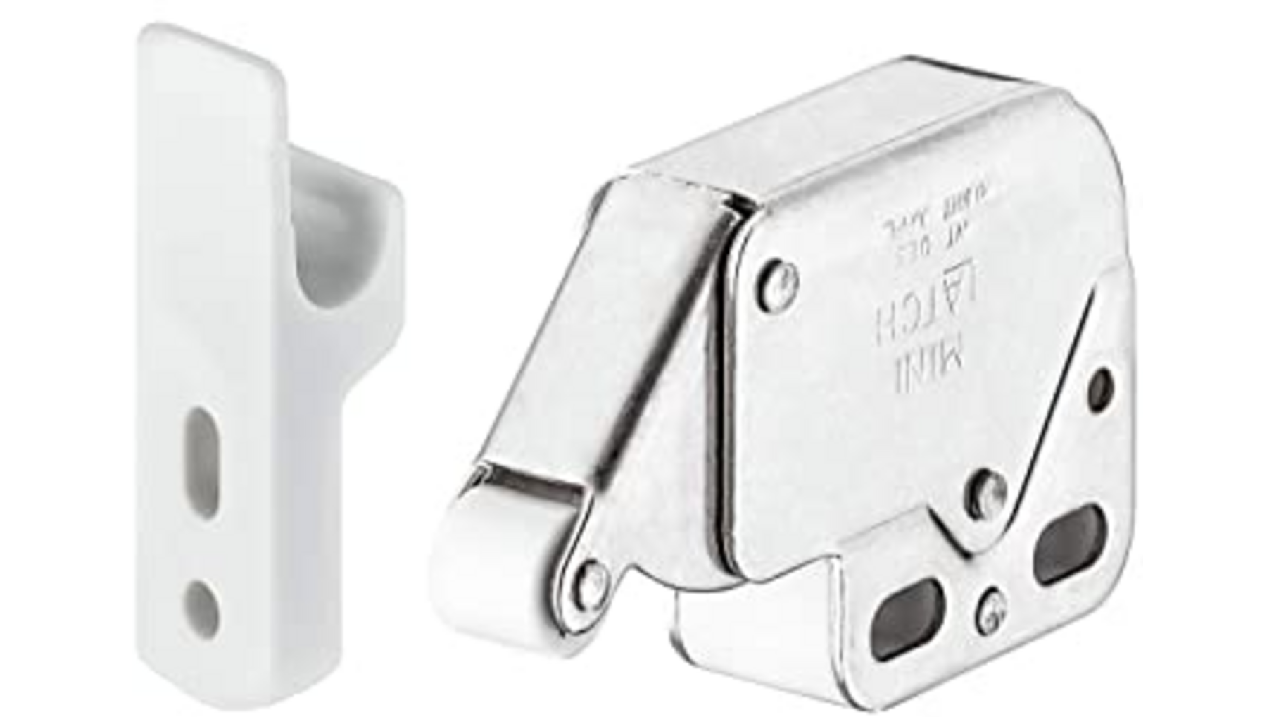 Druksnapper mini touch latch vernikkeld, aanslag wit
