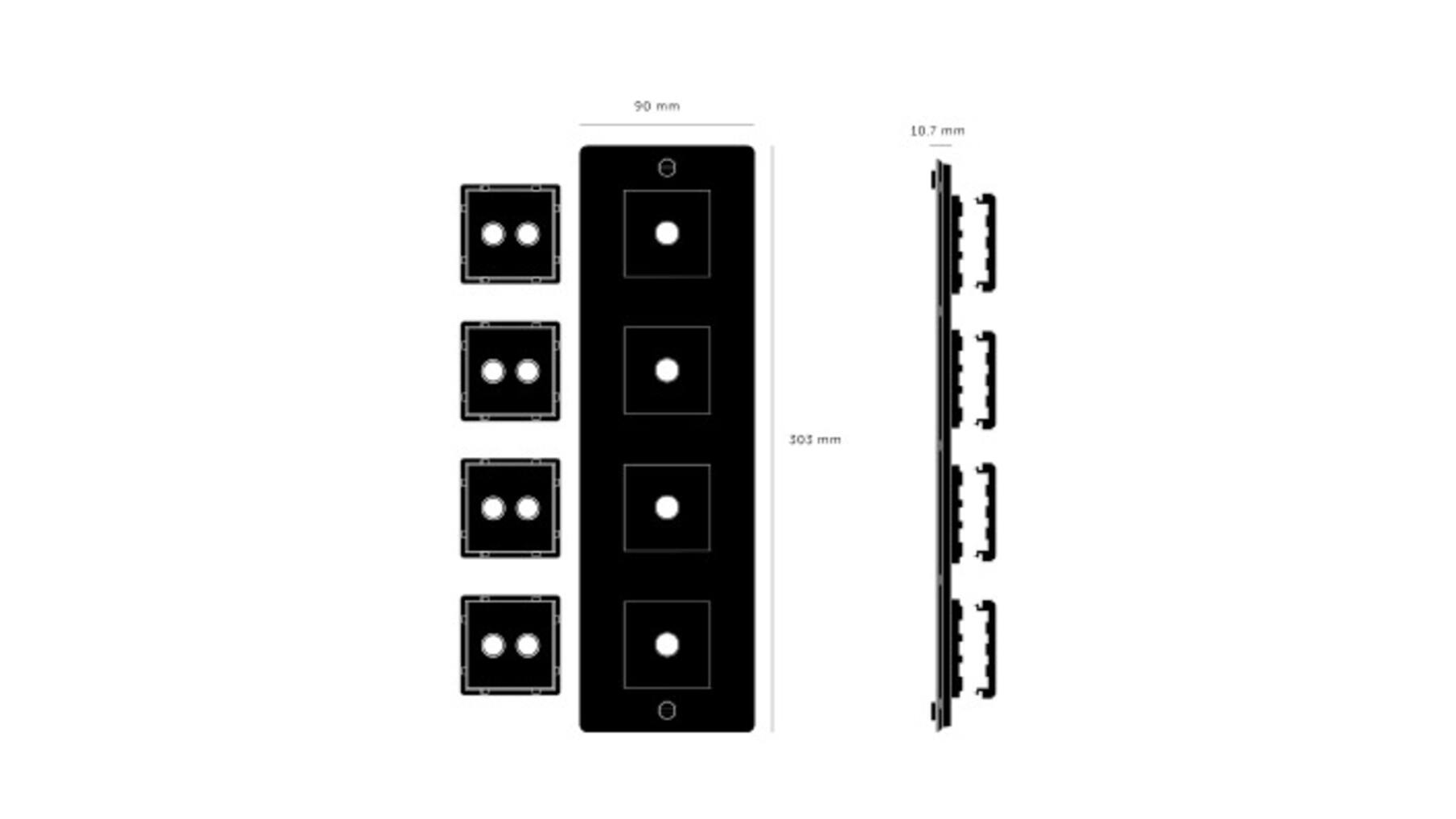 4G Wall Plate/Horizontal/Black
