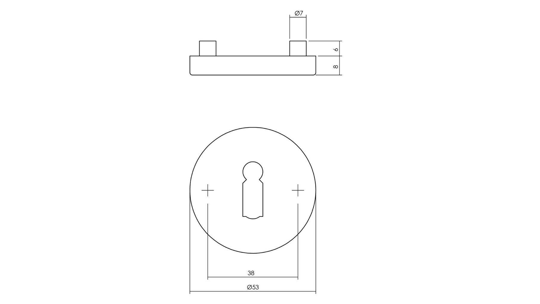 Rozet met sleutelgat ø53x8mm antracietgrijs